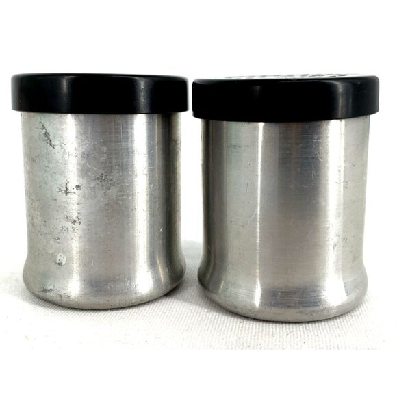 Turner Specialty Aluminum Salt & Pepper Shaker Black Lids 2.25" MCM - Picture 3 of 11